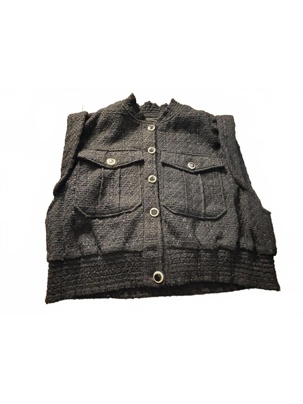 Christian Lacroix Black Textured Vest Cropped Classic Luxury Large